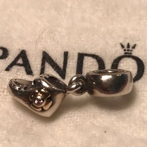 Pandora Baby Shoe Dangle Charm Silver Gold Flower 790403CZ